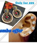 Buy 1 Get 1Pink&Blue Pearl Polki with kaan earring