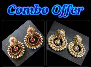 Maroon And Pearl Polki Earrings 1