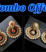 Maroon And Pearl Polki Earrings