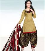 Beige Printed Cotton Salwar