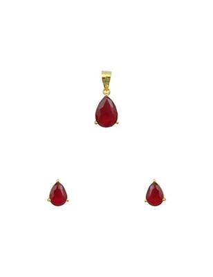 Ruby Red Traditional Pendant Set Jewellery for Women 1