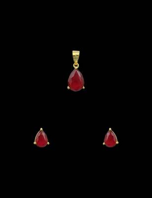 Ruby Red Traditional Pendant Set Jewellery for Women 2