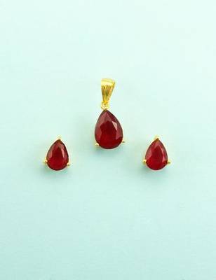 Ruby Red Traditional Pendant Set Jewellery for Women 3