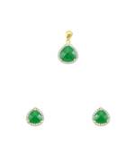 Emerald Green CZ AD American Diamond Pendant Set Jewellery for Women