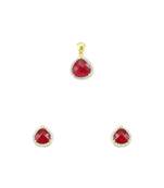 Ruby Red CZ AD American Diamond Pendant Set Jewellery for Women