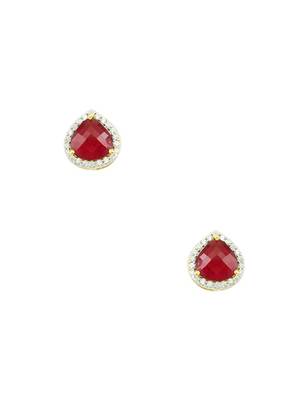 Ruby Red CZ AD American Diamond Pendant Set Jewellery for Women 3