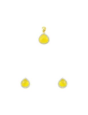 Yellow CZ AD American Diamond Pendant Set Jewellery for Women 1