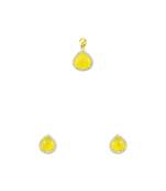Yellow CZ AD American Diamond Pendant Set Jewellery for Women