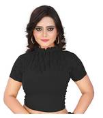 Black cotton lycra plain stitched blouse