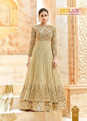 Beige Embroidered Net Salwar With Dupatta 2
