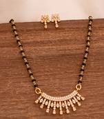 Black beads mangalsutra SHORT (with cap) and earrings set one gram gold