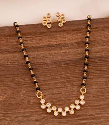 Black beads mangalsutra SHORT (with cap) and earrings set one gram gold