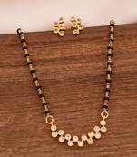 Black beads mangalsutra SHORT (with cap) and earrings set one gram gold