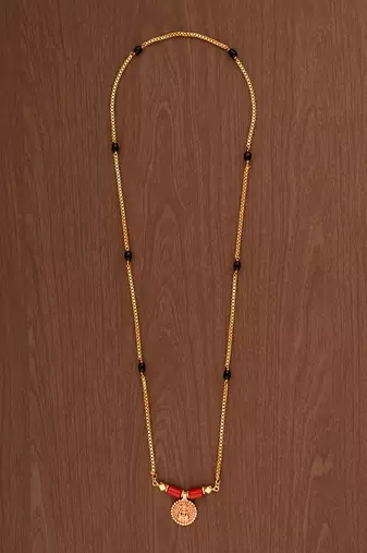 Golden box chain mangalsutra with Big Laxmi tali one gram gold