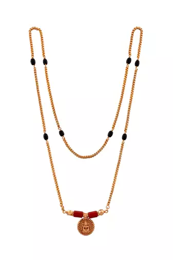 Golden box chain mangalsutra with Big Laxmi tali one gram gold