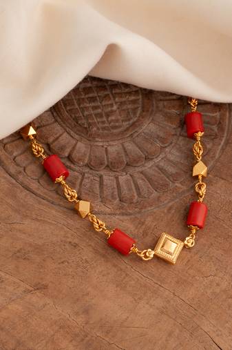  short coral mangalsutra one gram gold