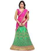 Green embroidered net unstitched lehenga