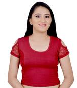 Maroon  Cotton Lycra Plain stitched blouse