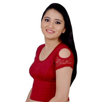 Maroon  Cotton Lycra Plain stitched blouse 2