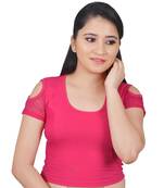 Pink Cotton Lycra Plain stitched blouse