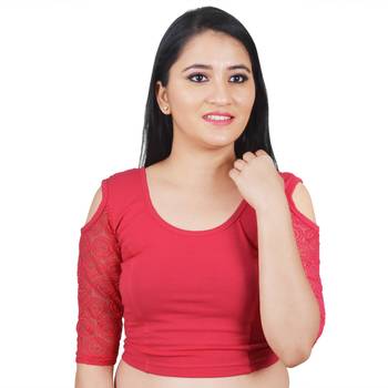 Tomato  Cotton Lycra Plain stitched blouse 1