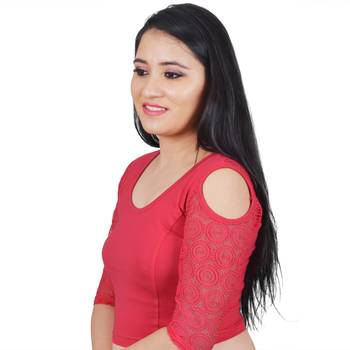 Tomato  Cotton Lycra Plain stitched blouse 2