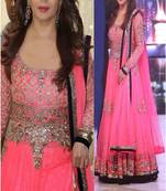 Pink with Embroidery jari and stone work madhuri Dixit pink anarkali suit