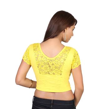 Yellow cotton plain stitched blouse 3
