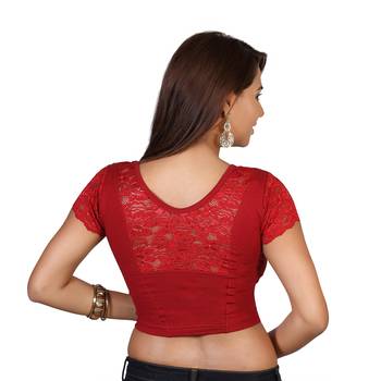Maroon cotton plain stitched blouse 2