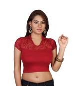 Maroon cotton plain stitched blouse