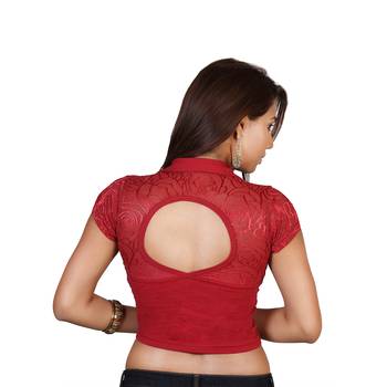 Maroon cotton plain stitched blouse 3