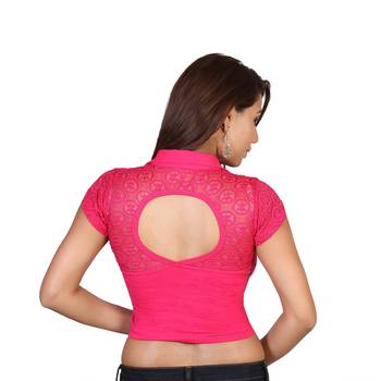 Pink cotton plain stitched blouse 3