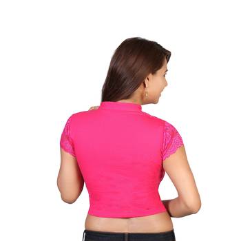Pink cotton plain stitched blouse 3