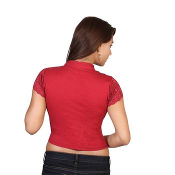 Maroon cotton plain stitched blouse 3