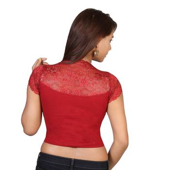 Maroon cotton plain stitched blouse 3