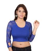 Blue cotton plain stitched blouse