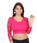 Pink cotton plain stitched blouse