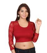 Maroon cotton plain stitched blouse