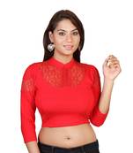 Red cotton plain stitched blouse