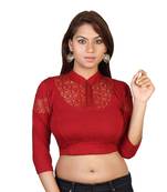 Maroon cotton plain stitched blouse