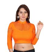Orange cotton plain stitched blouse