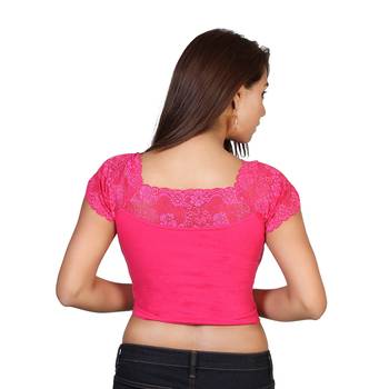 Pink cotton plain stitched blouse 3