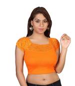 Orange cotton plain stitched blouse