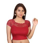 Maroon cotton plain stitched blouse