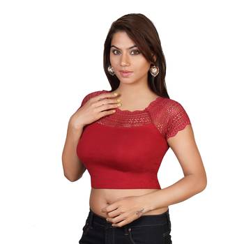 Maroon cotton plain stitched blouse 2