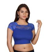 Blue cotton plain stitched blouse