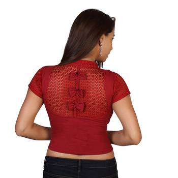 Maroon cotton plain stitched blouse 3