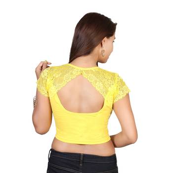 Yellow cotton plain stitched blouse 3