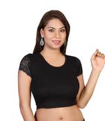 Black cotton plain stitched blouse