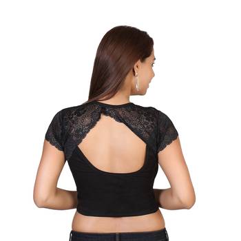 Black cotton plain stitched blouse 3